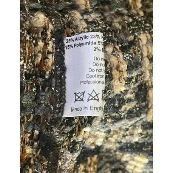 ESKANDAR TWEED METAL THREAD TEXTURED OVER SIZE (1) CARDIGAN BROWN BLACK $2600 - Picture 5 of 6